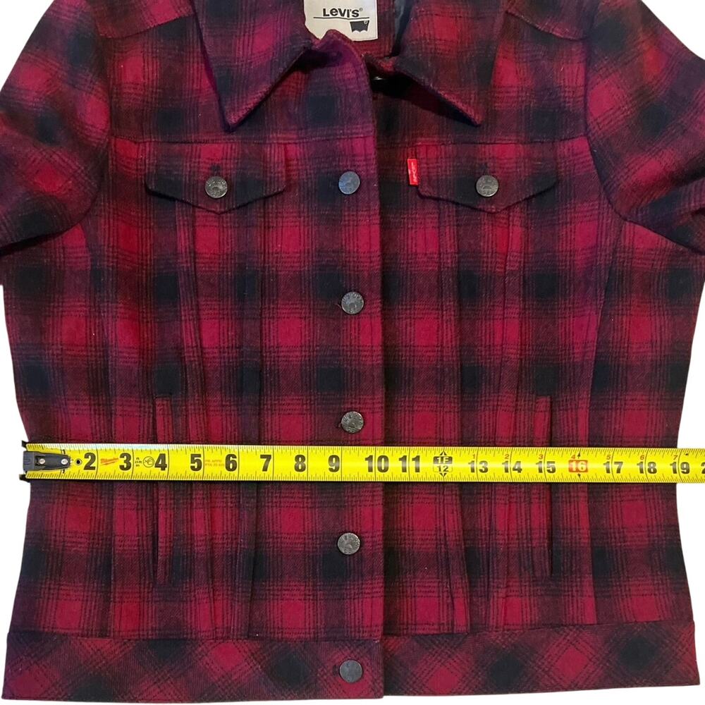 Levi’s Wool Blend Red/Black Buffalo Plaid Jacket Hip Length Size Large - Picture 10 of 10